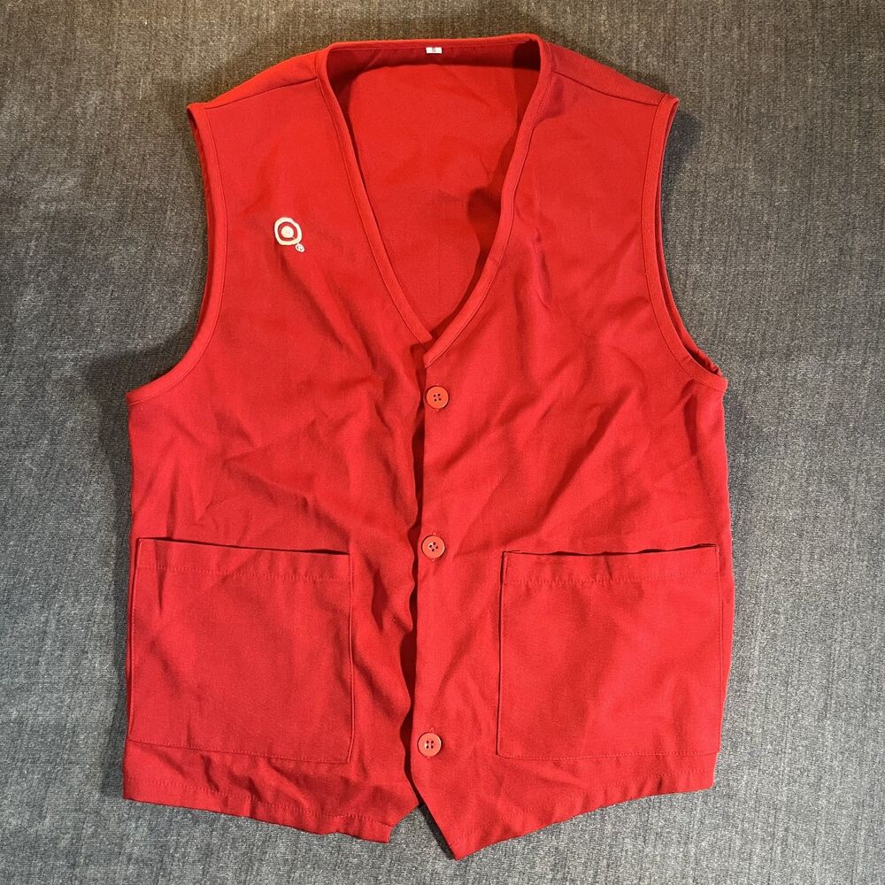 Target Store Employee Red Work Vest Uniform Size Small buttons pockets